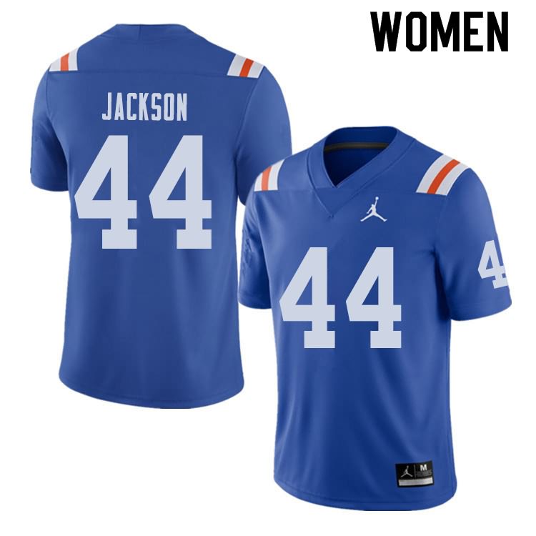 Women's NCAA Florida Gators Rayshad Jackson #44 Stitched Authentic Alternate Jordan Brand Royal Throwback College Football Jersey ZQI6765BS